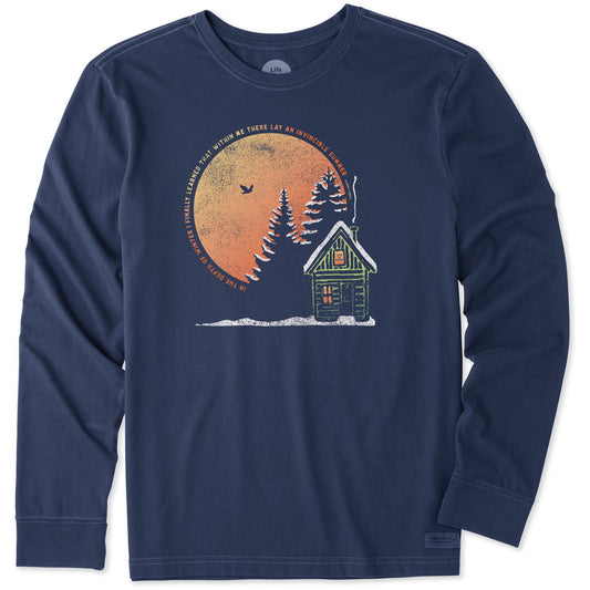 Men's Cabin Landscape Depth of Winter Long Sleeve Crusher Tee