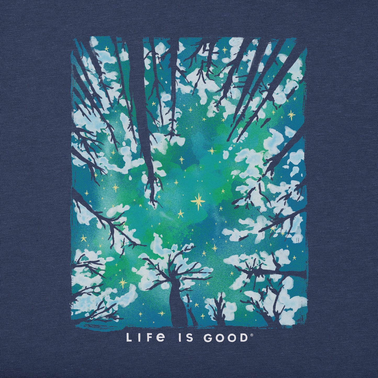 Men's Snowy Trees From Below Long Sleeve Crusher Tee