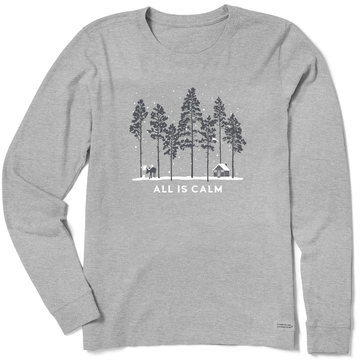Women's All is Calm Moose Cabin Long Sleeve Crusher Tee