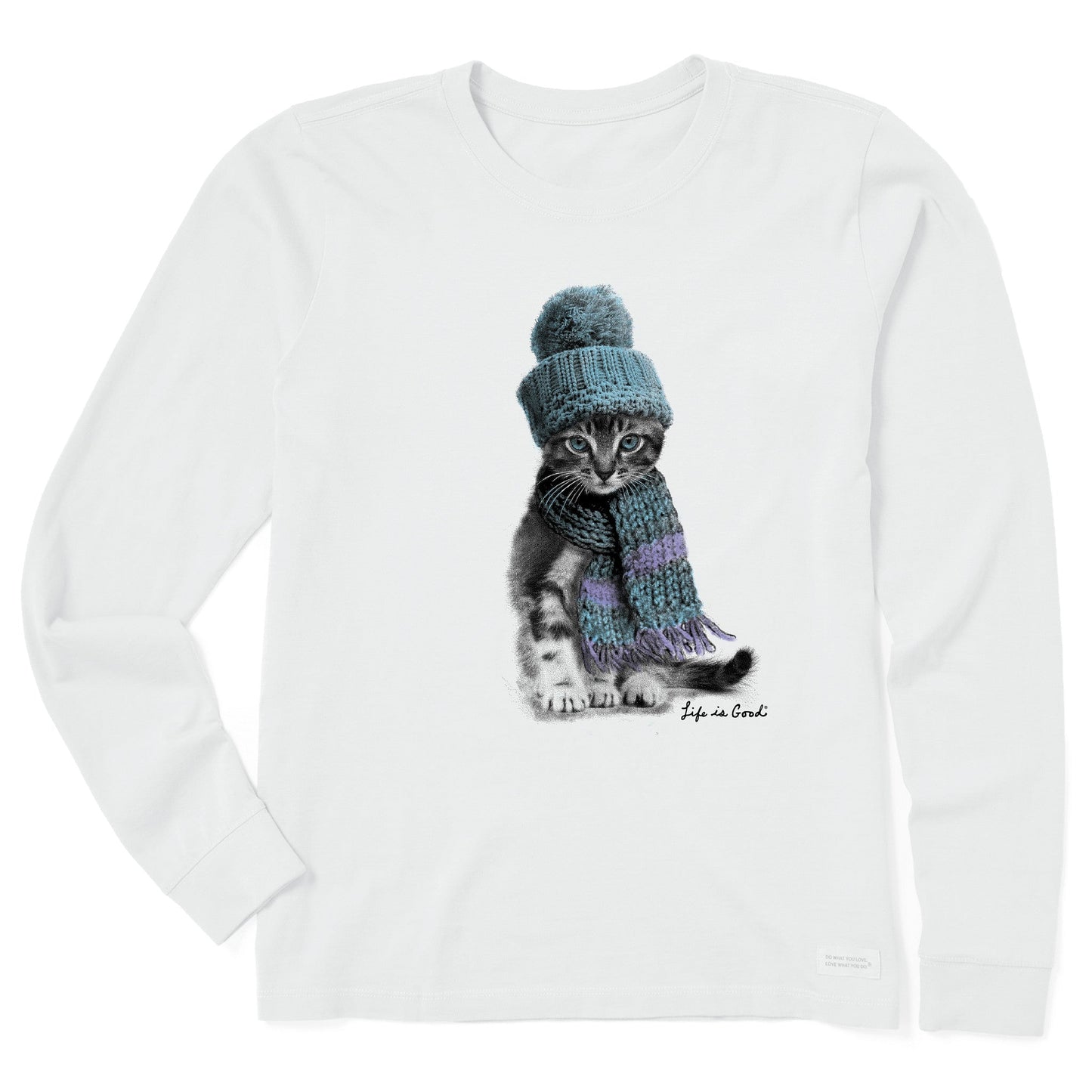 Women's Winter Cat Hat Long Sleeve Crusher Tee