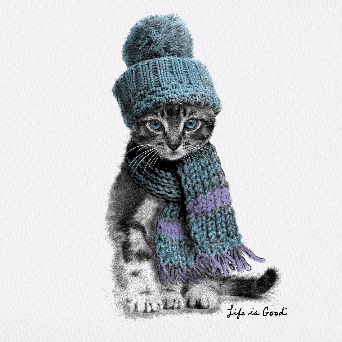 Women's Winter Cat Hat Long Sleeve Crusher Tee