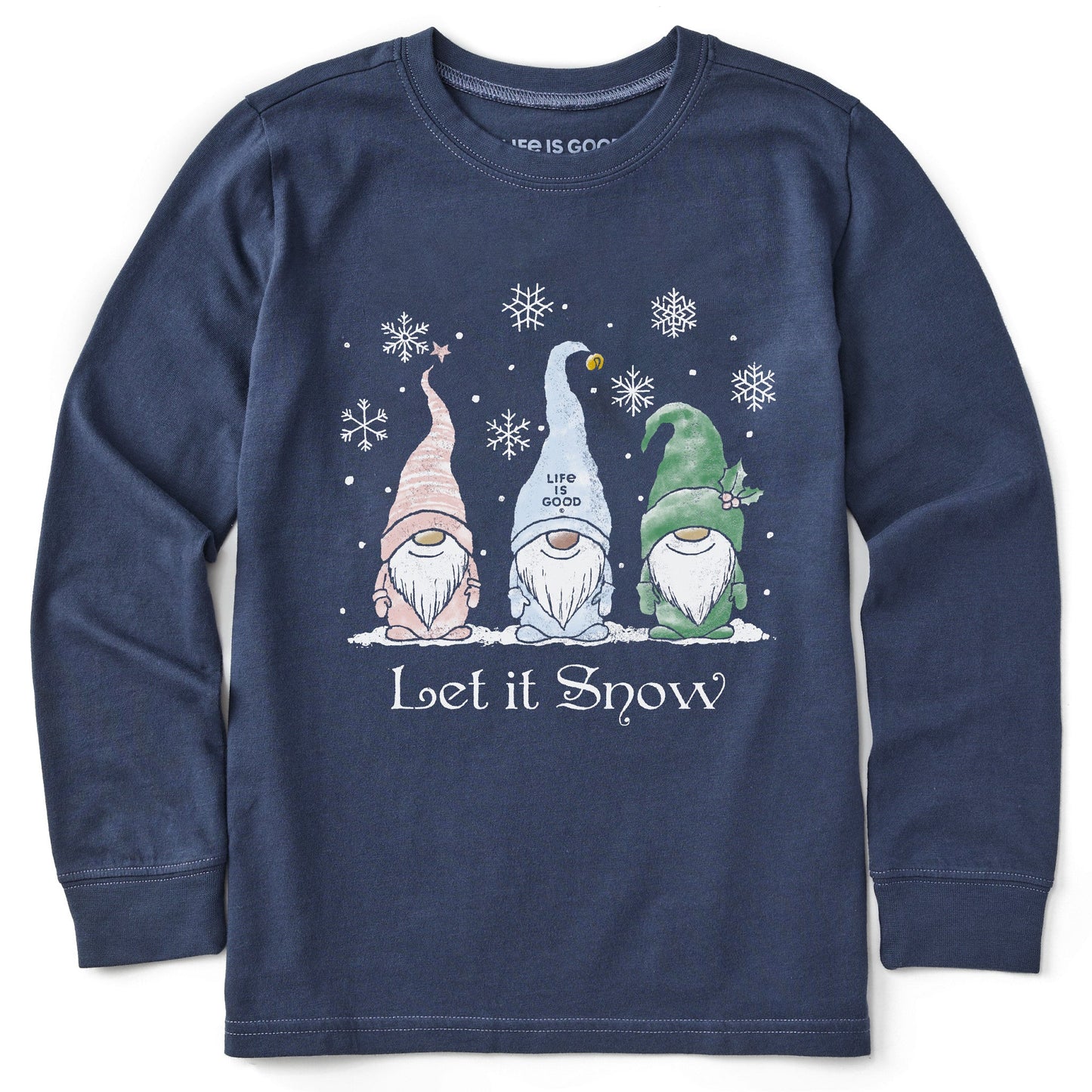 Kids Let it Snow Gnomes Long Sleeve Crusher Tee