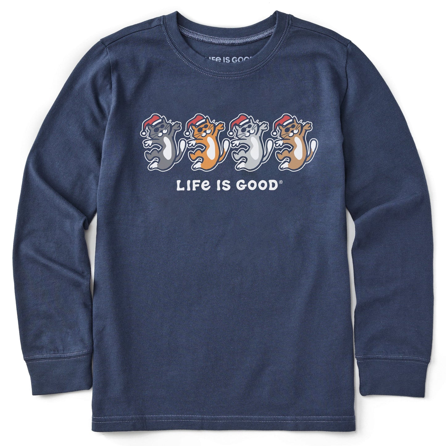 Kids Dancing Santa Cats Long Sleeve Crusher Tee