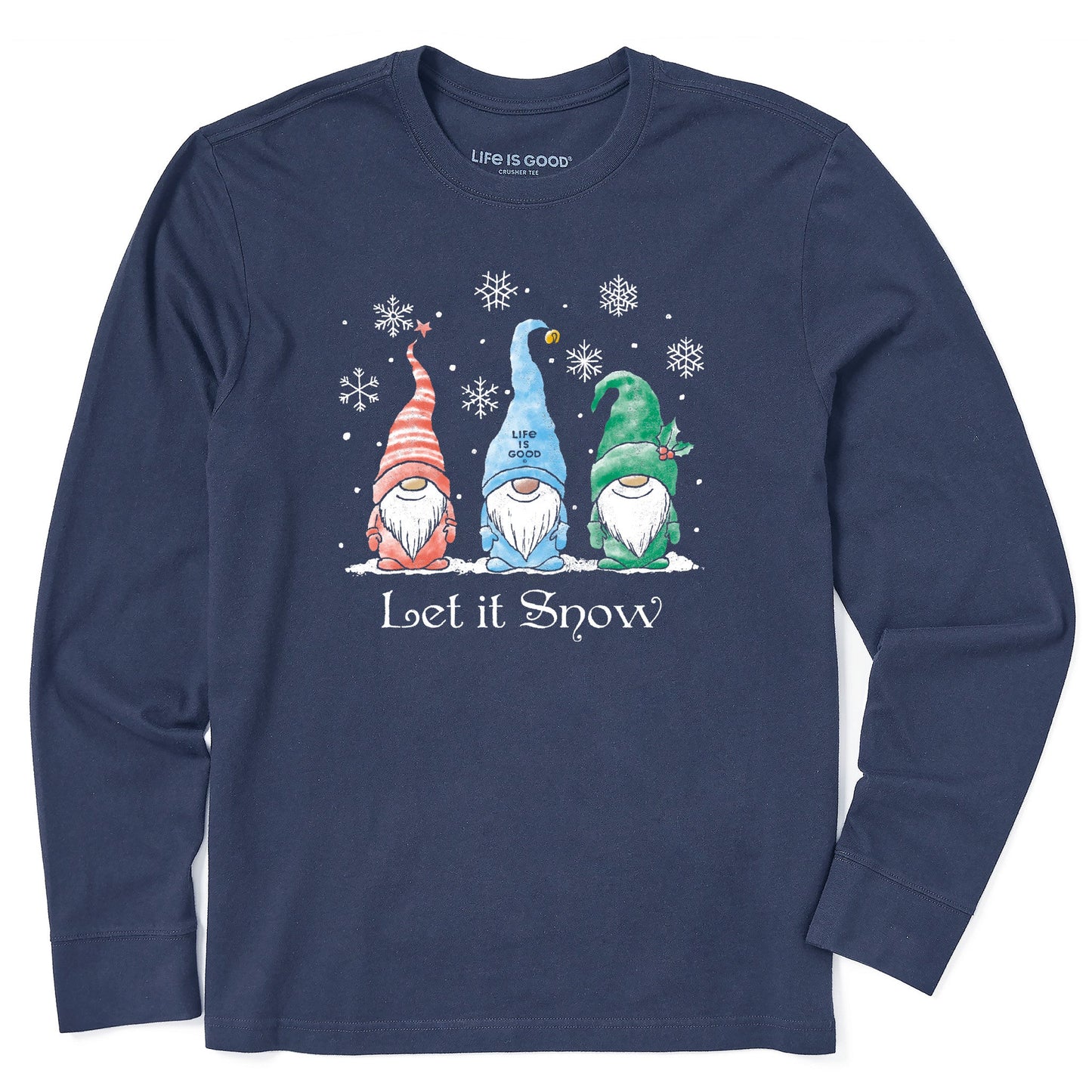 Men's Let it Snow Gnomes Long Sleeve Crusher Tee