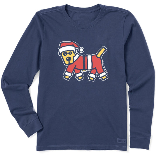 Women's Rocket Santa Suit Long Sleeve Crusher Tee