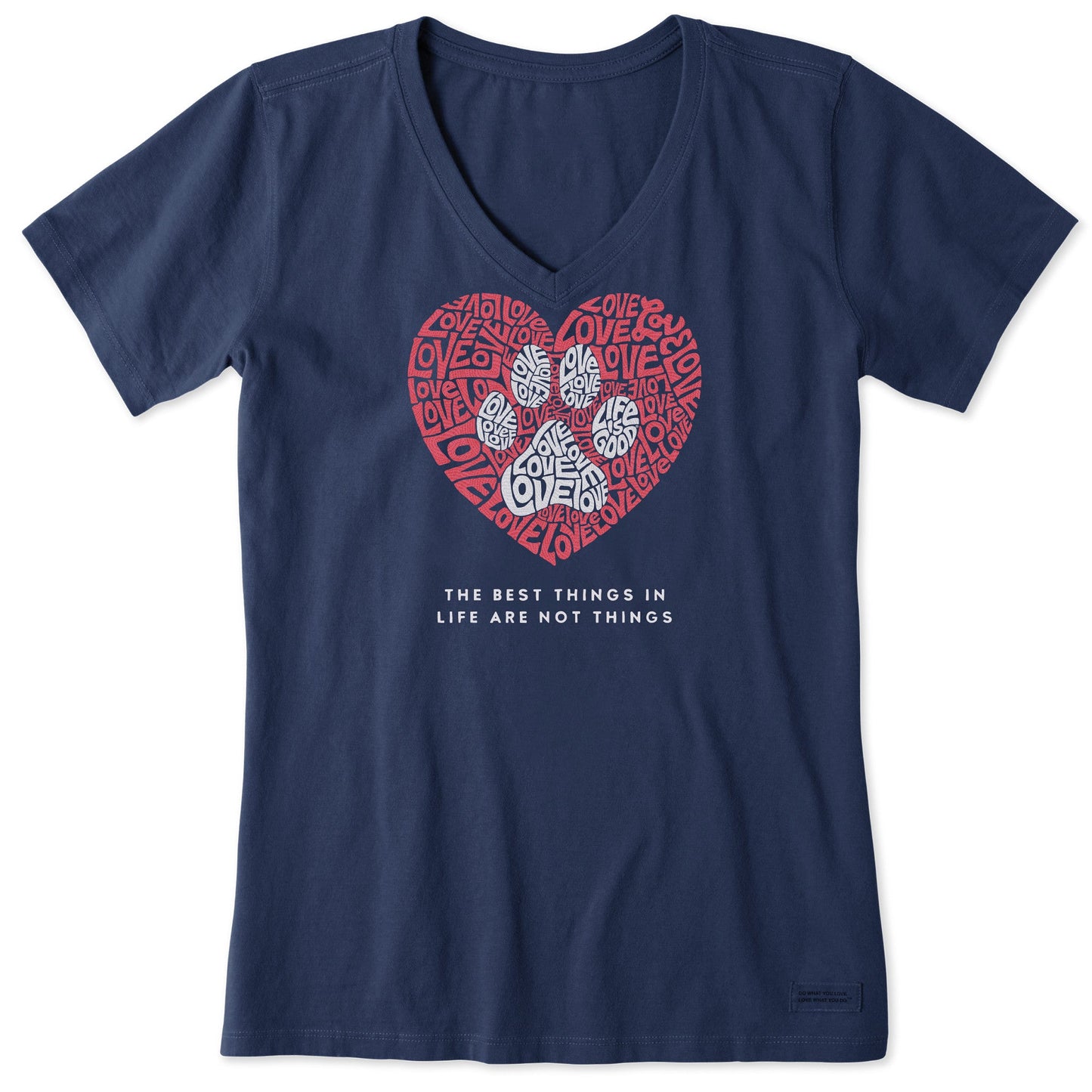 Women's Best Things Paw Heart Short Sleeve Vee