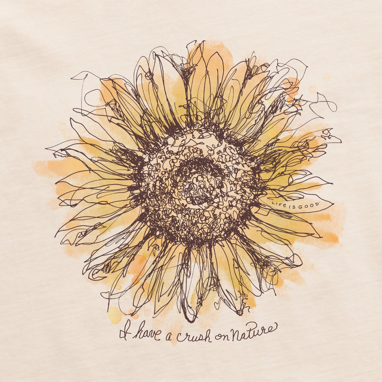 Women's Scribbled Sunflower Short Sleeve Vee