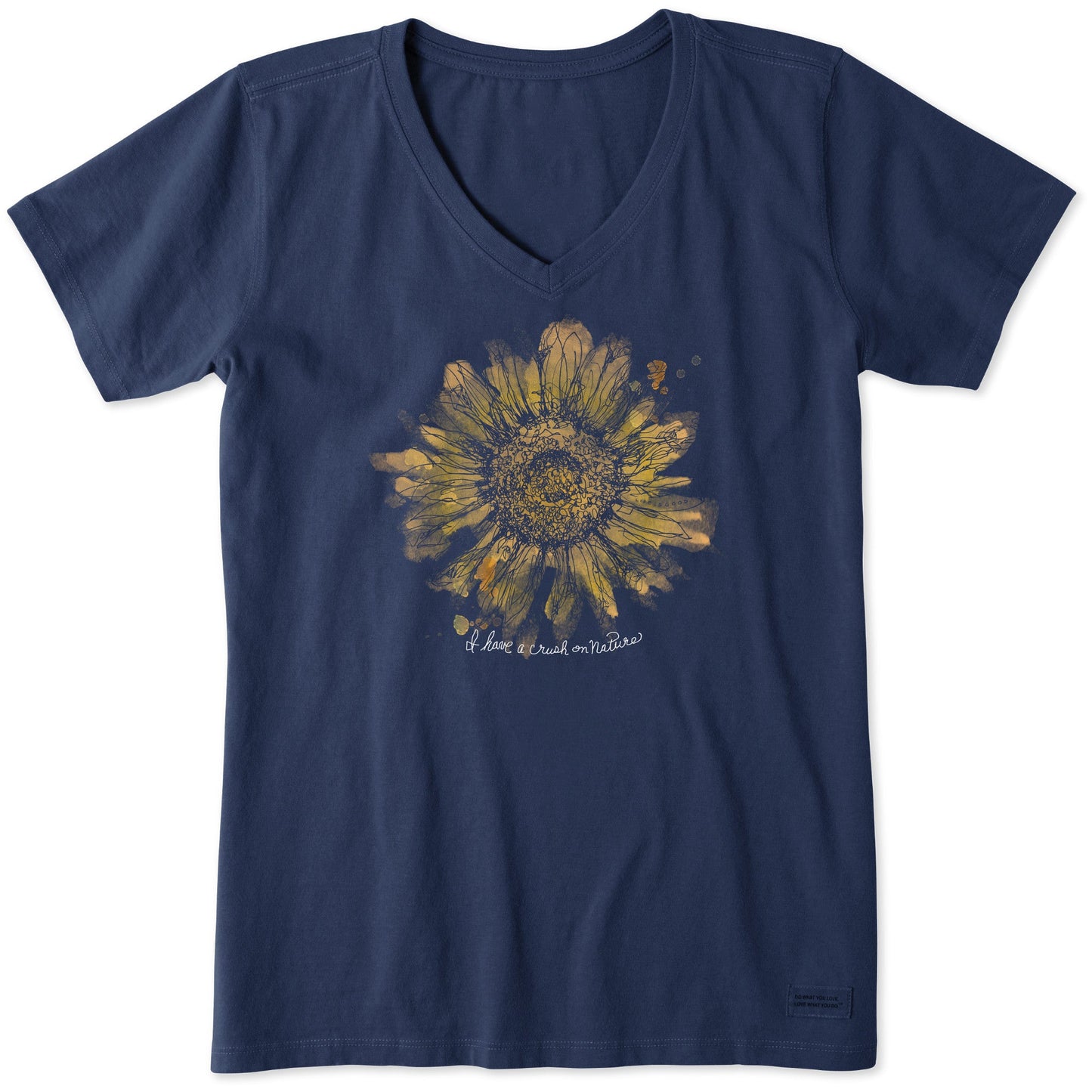 Women's Scribbled Sunflower Short Sleeve Vee