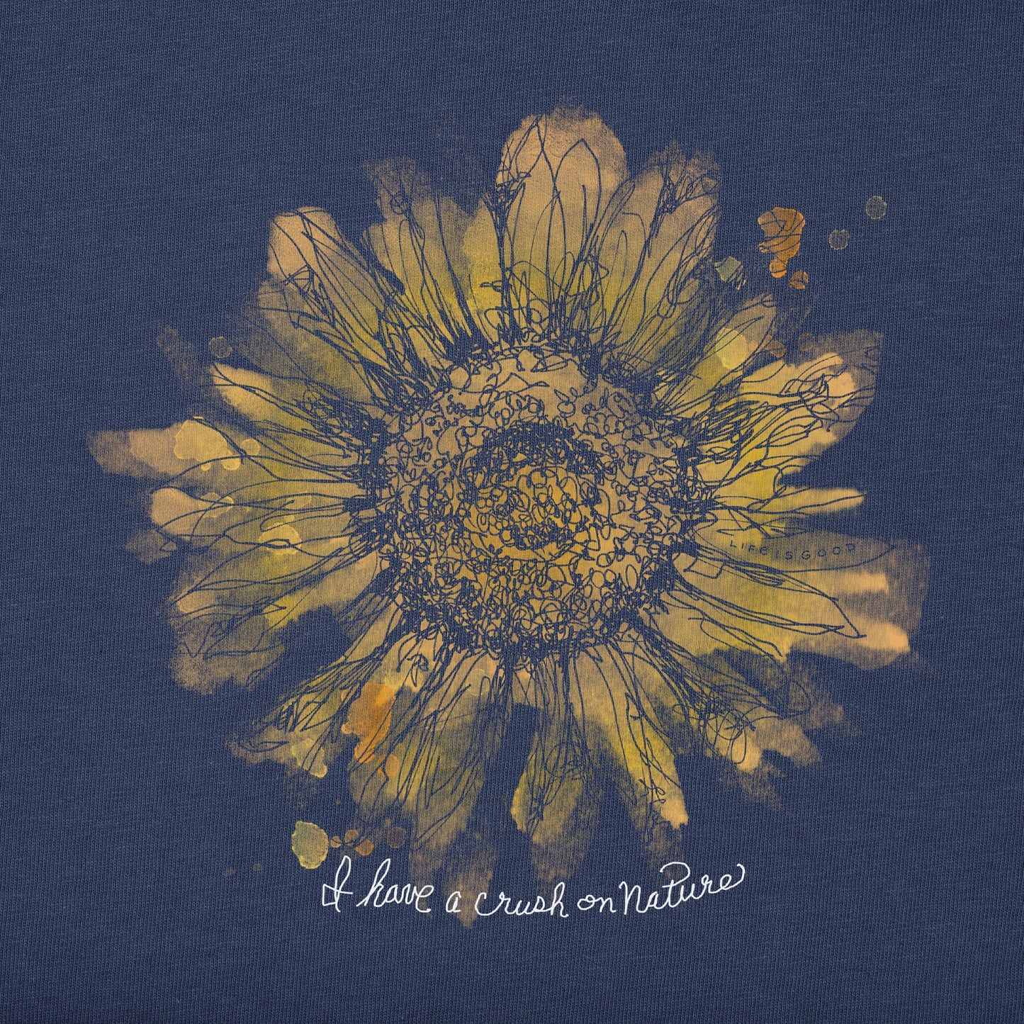 Women's Scribbled Sunflower Short Sleeve Vee