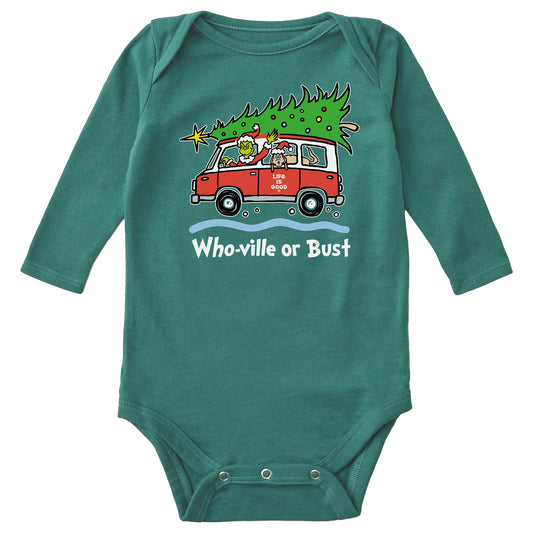 Baby Grinch and Max Who-Ville Or Bust Long Sleeve Crusher Bodysuit
