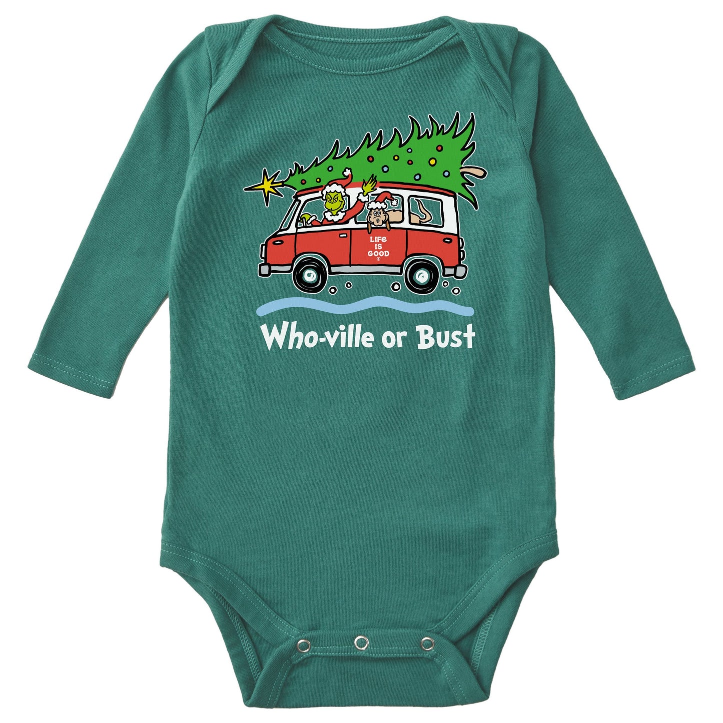 Baby Grinch and Max Who-Ville Or Bust Long Sleeve Crusher Bodysuit