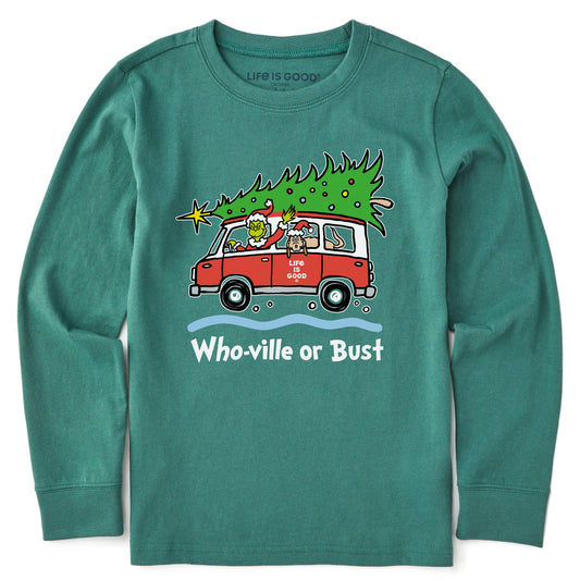 Kids Grinch and Max Who-Ville Or Bust Long Sleeve Crusher Tee