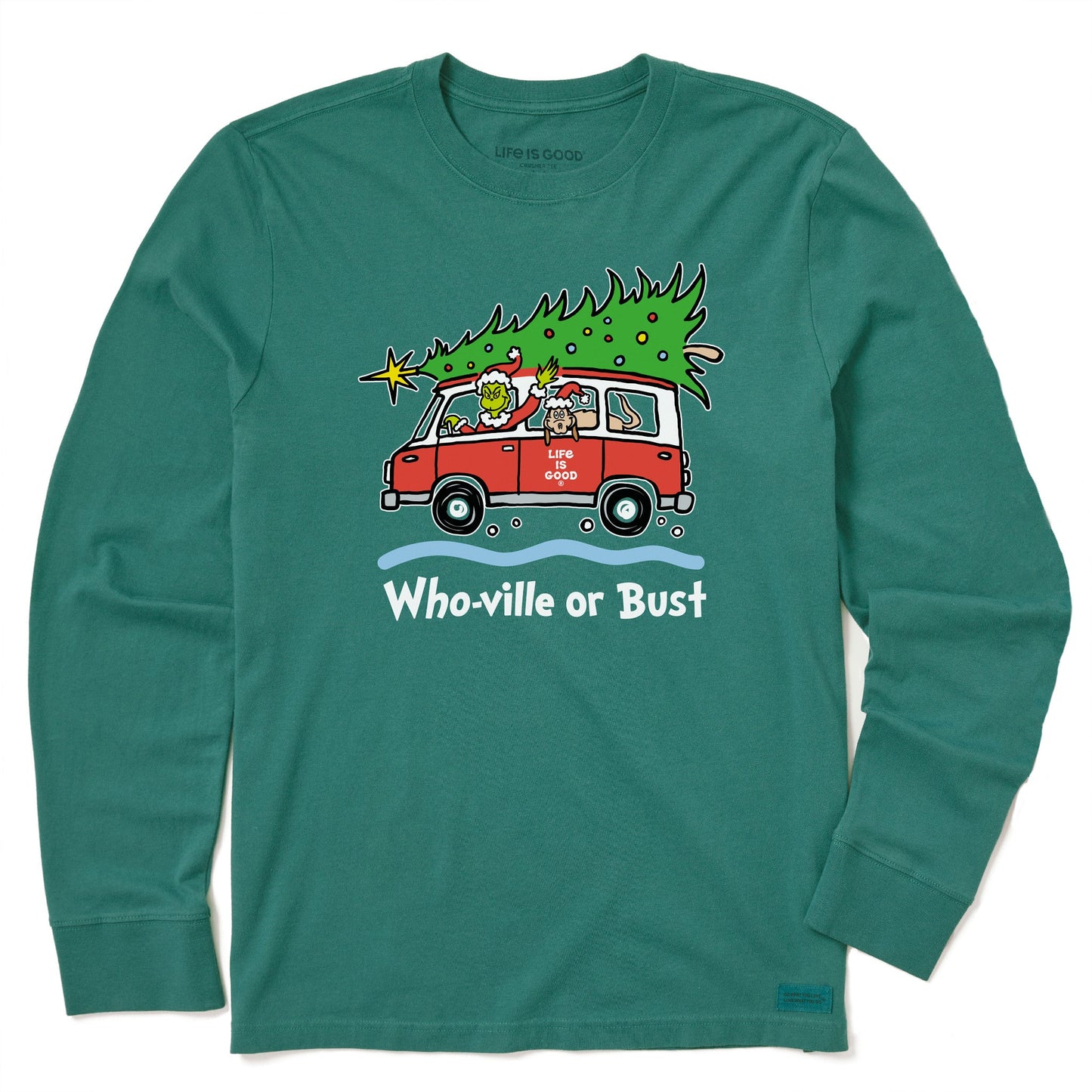 Men's Grinch and Max Who-Ville Or Bust Long Sleeve Crusher Tee