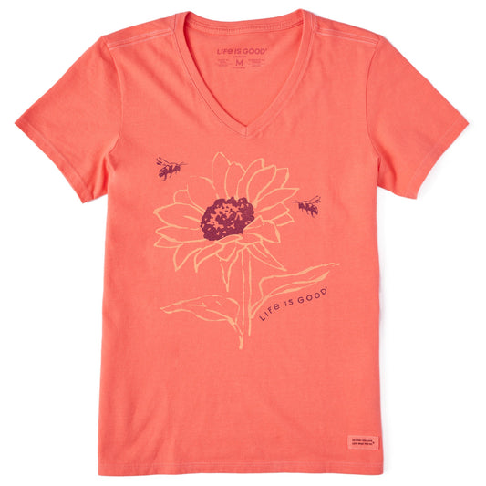 Women's Sunflower Bees Short Sleeve Vee