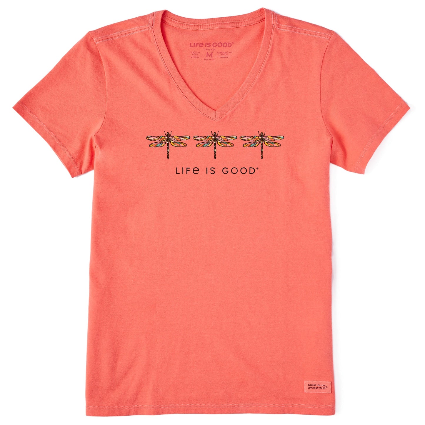 Women's Three Sketchy Dragonflies Short Sleeve Vee