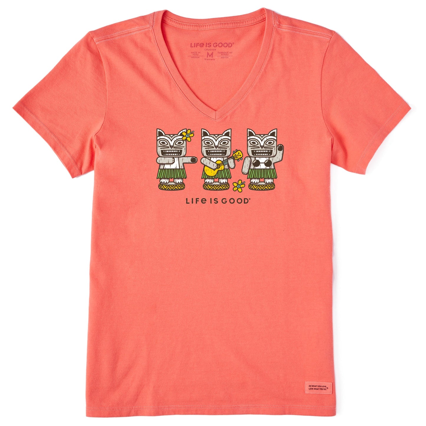 Women's Three Tiki Cats Short Sleeve Vee