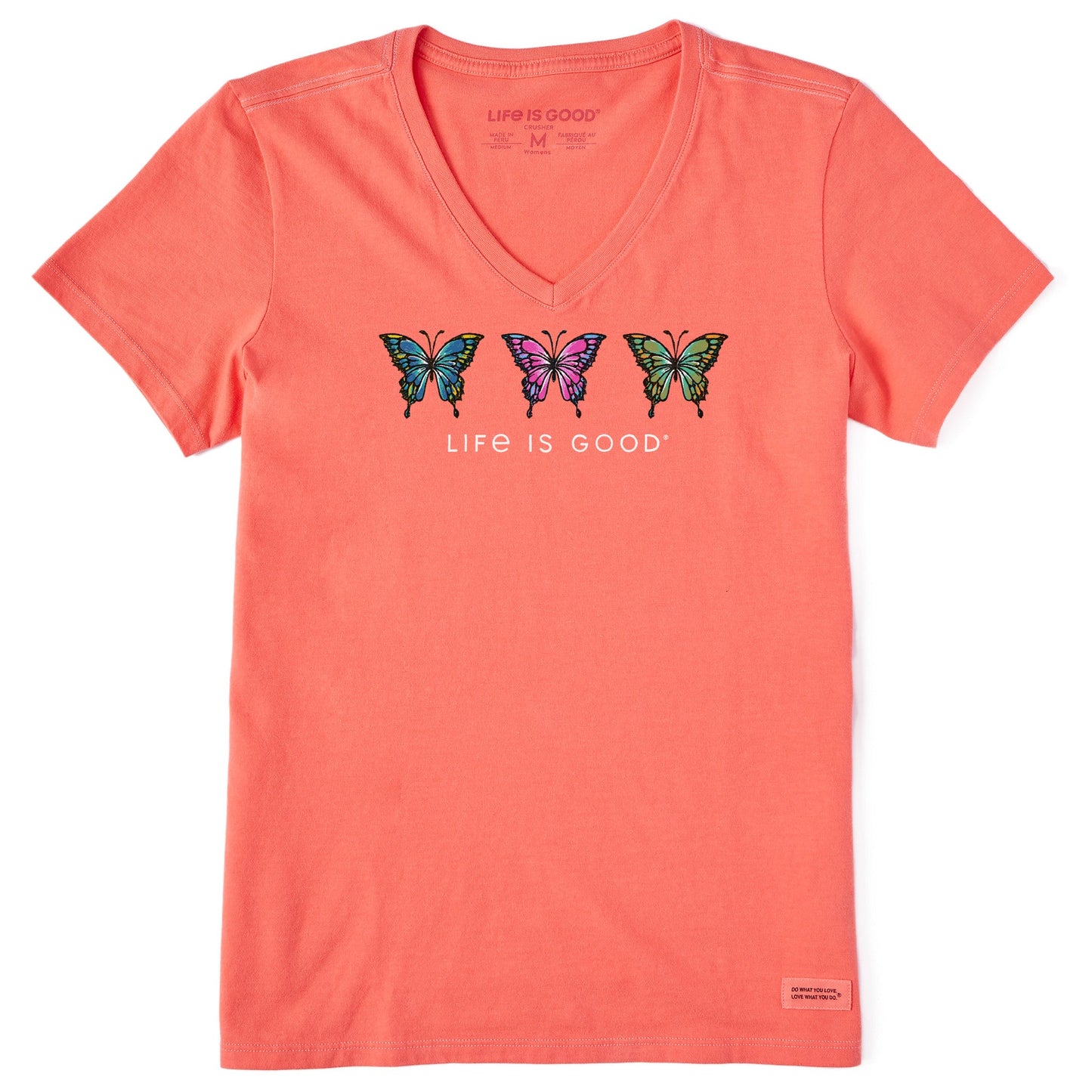 Women's Three Sketchy Butterflies Short Sleeve Vee