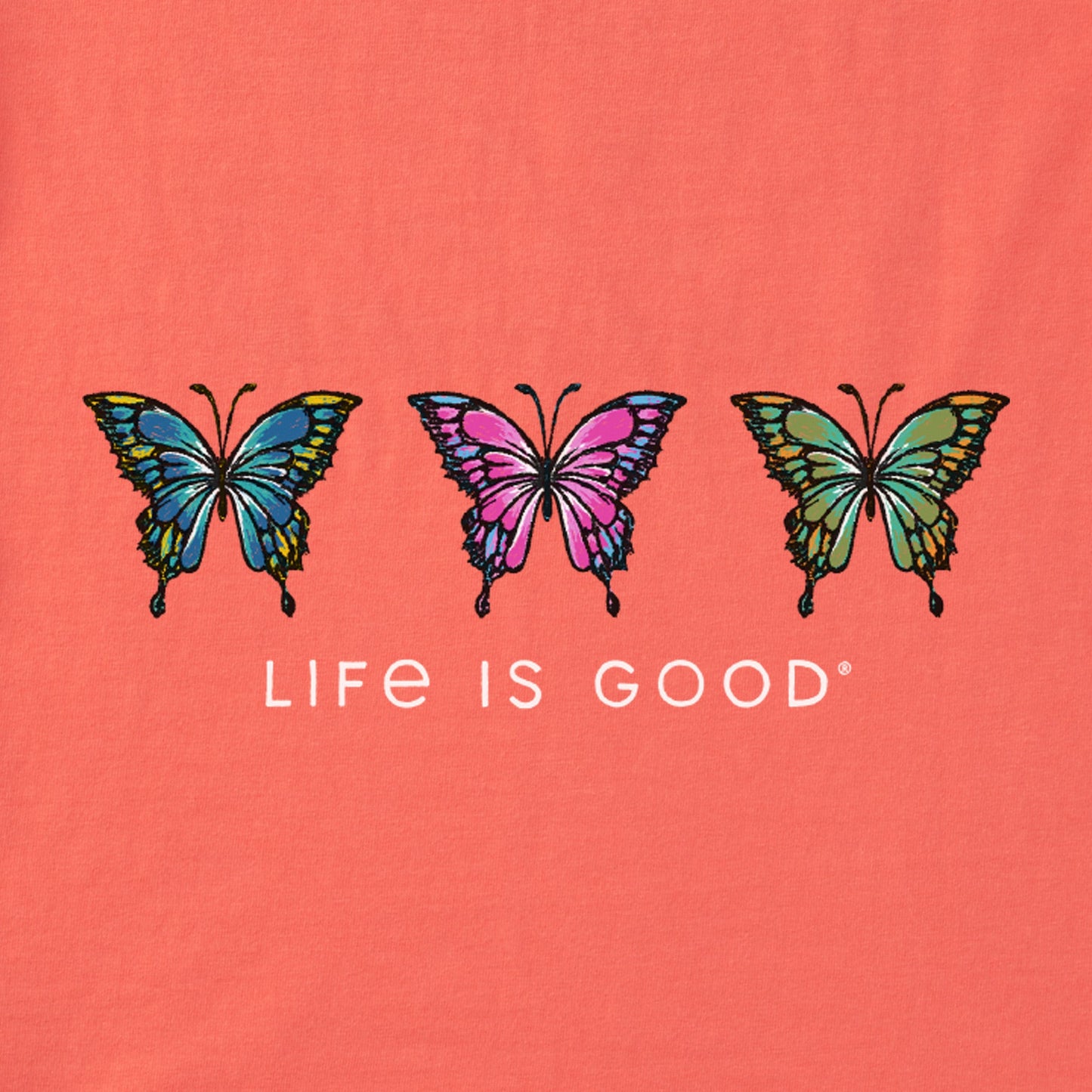 Women's Three Sketchy Butterflies Short Sleeve Vee