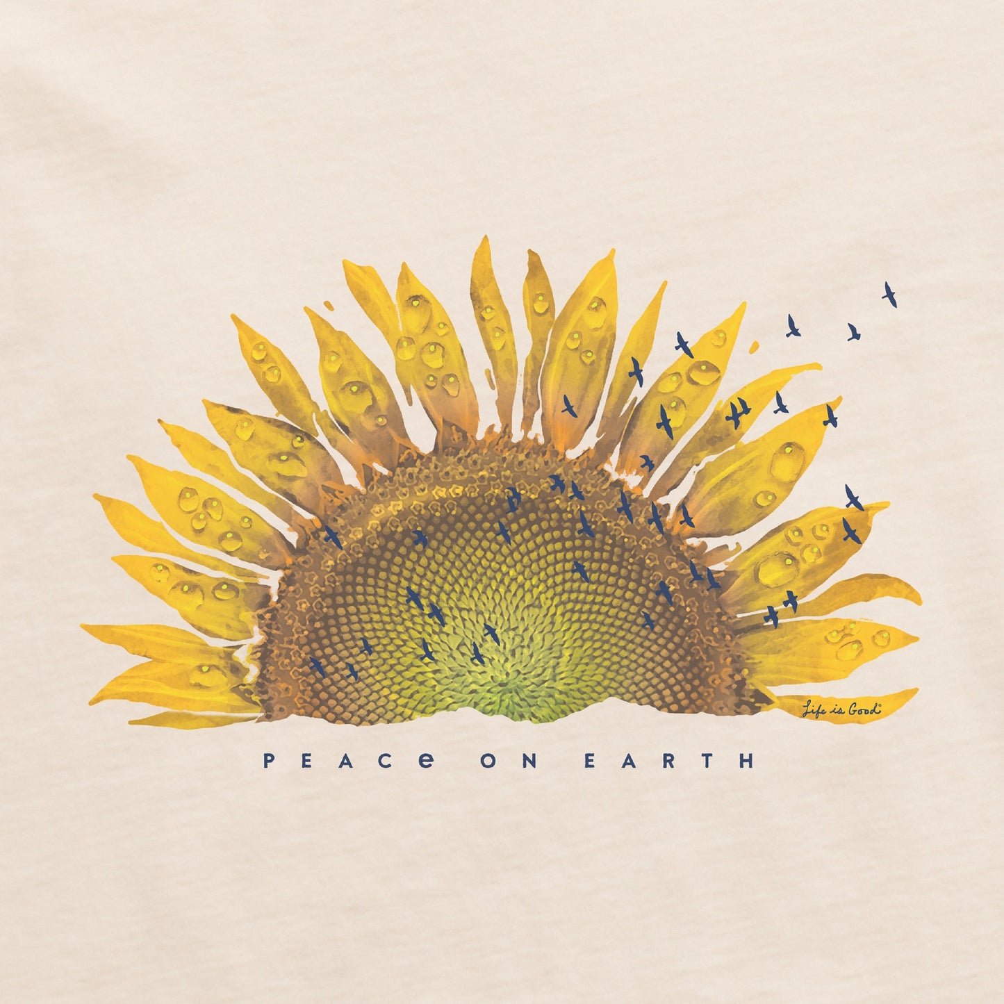Women's Sunflower Dew Peace on Earth Short Sleeve Vee