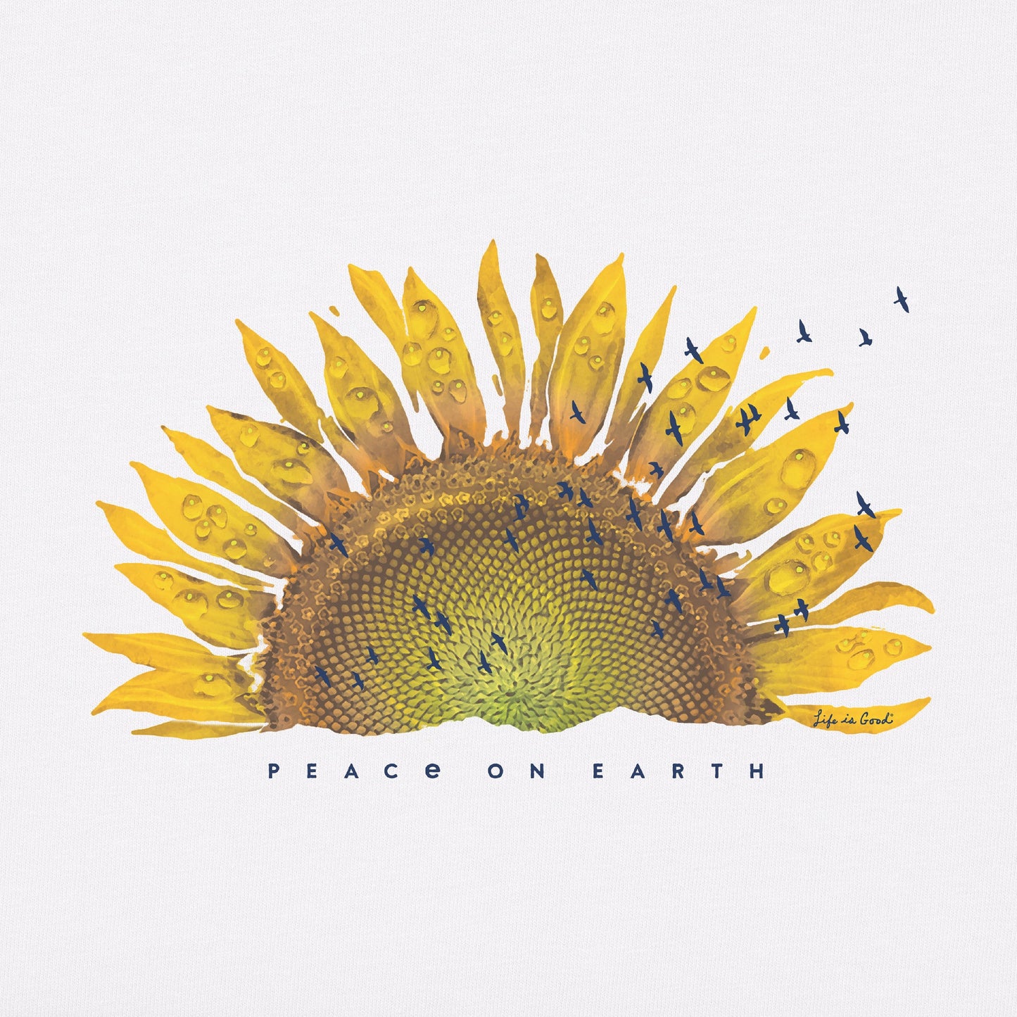 Women's Sunflower Dew Peace on Earth Short Sleeve Vee