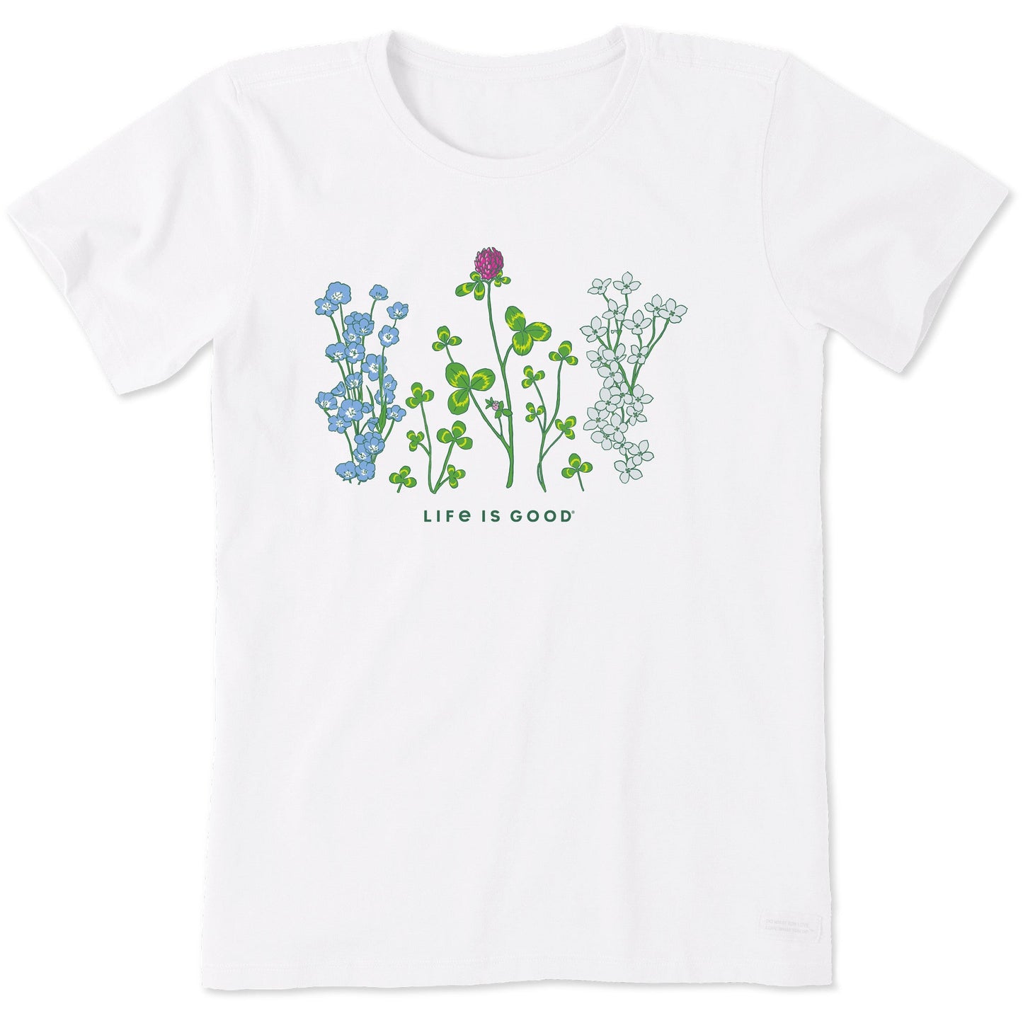 Women's Detailed Clovers and Wildflowers Short Sleeve Tee