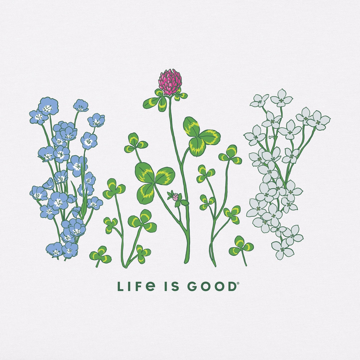 Women's Detailed Clovers and Wildflowers Short Sleeve Tee