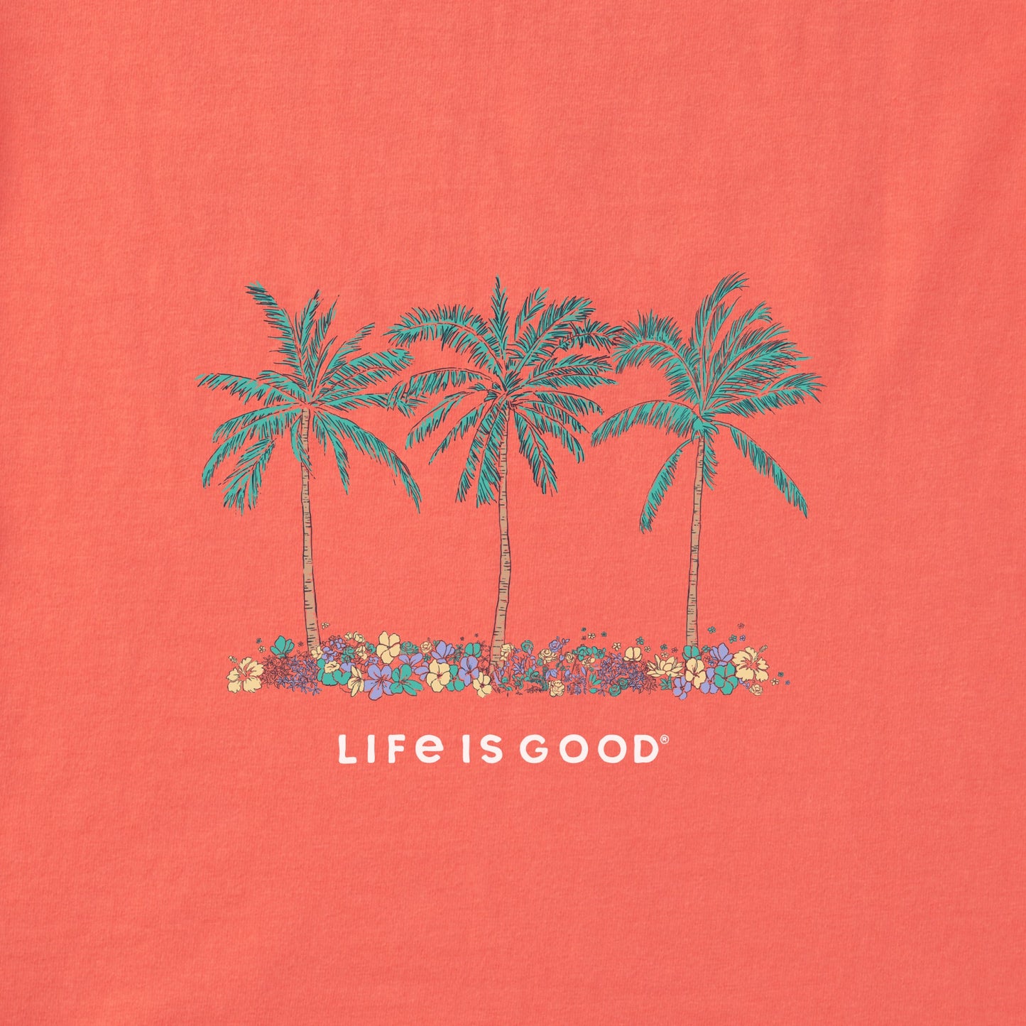 Women's Three Palms with Flowers Short Sleeve Tee