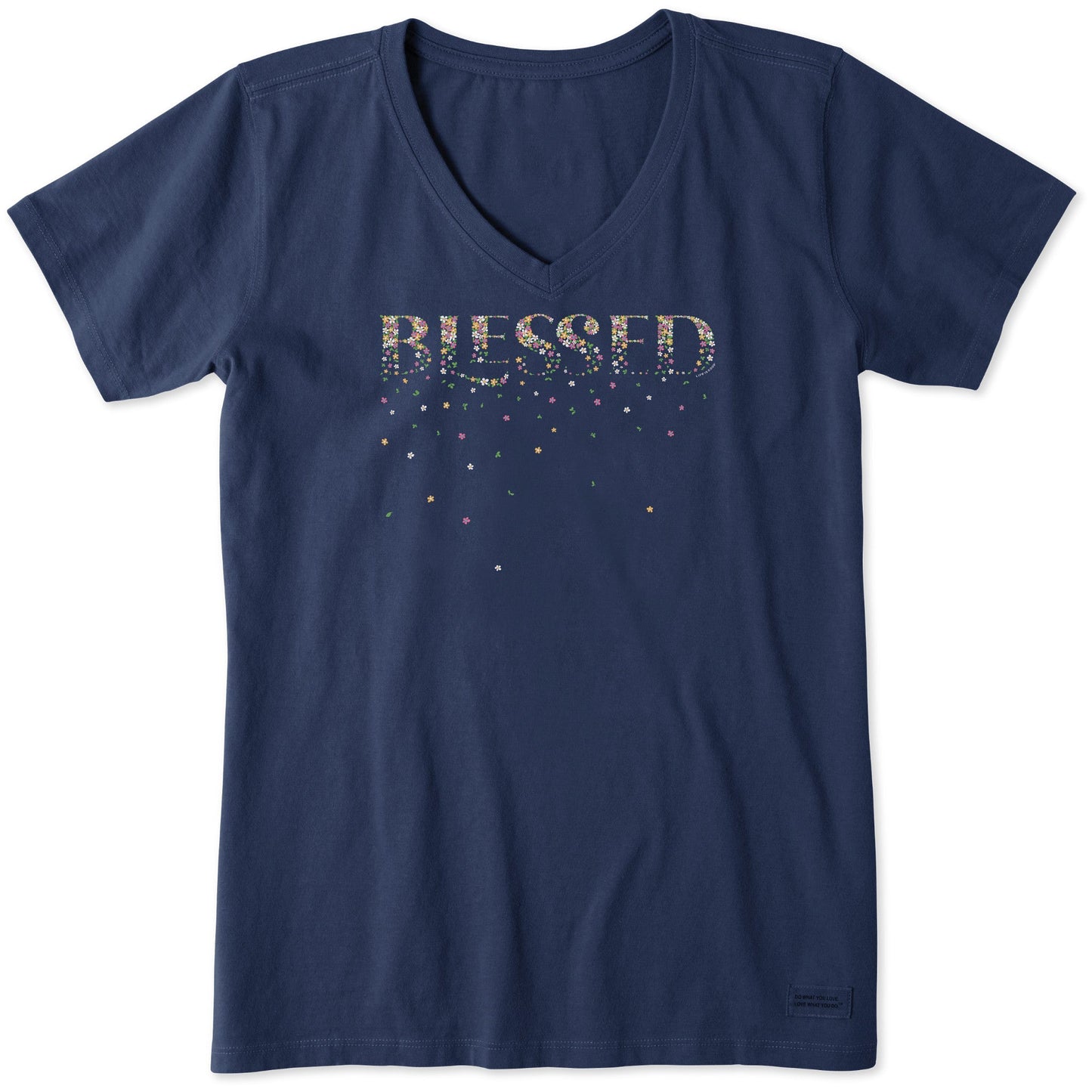 Women's Blessed Spring Flowers Short Sleeve Vee