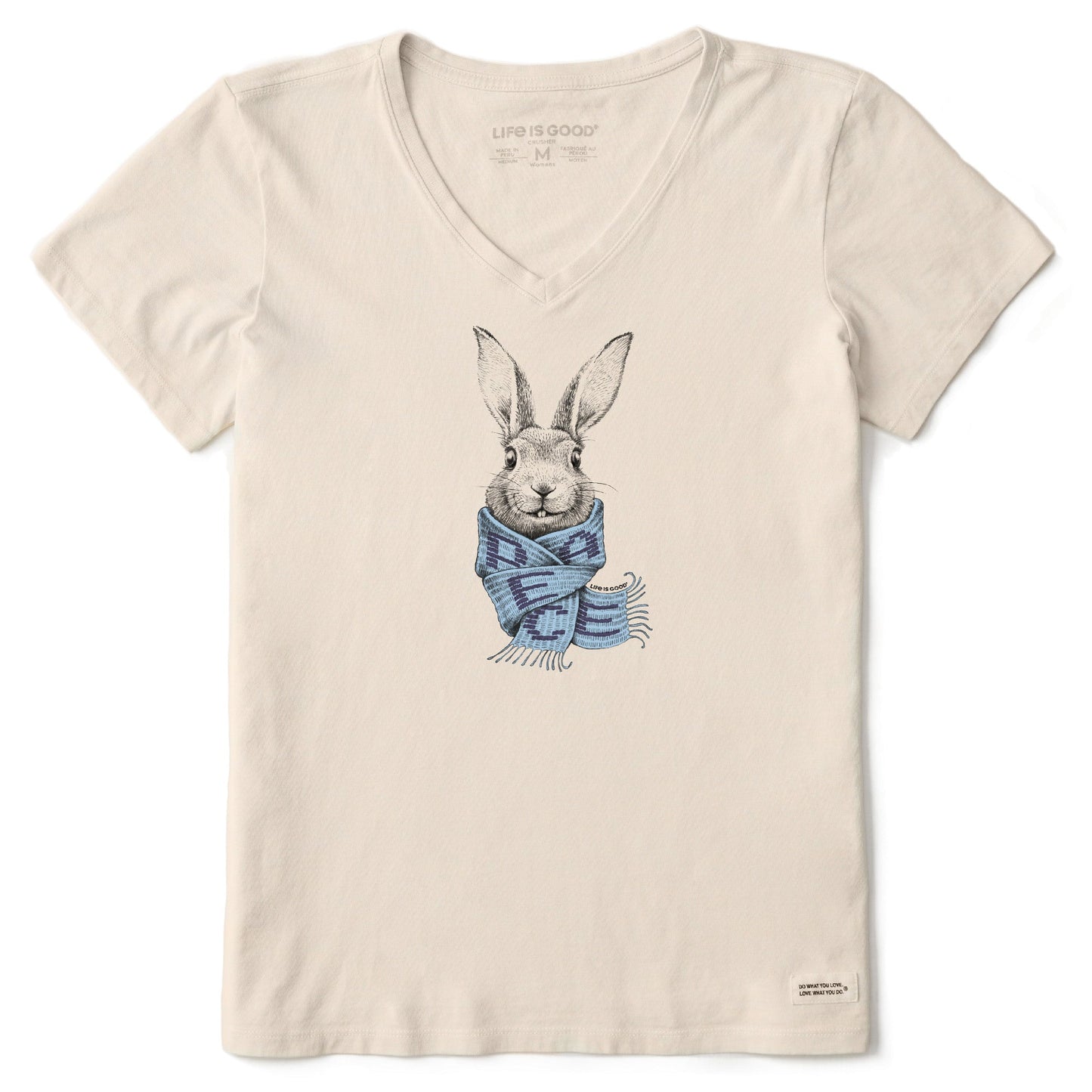 Women's Bunny Peace Scarf Short Sleeve Vee