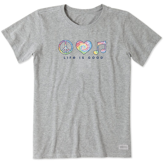 Women's Tie Dye Peace Love Music Short Sleeve Crusher-LITE Tee