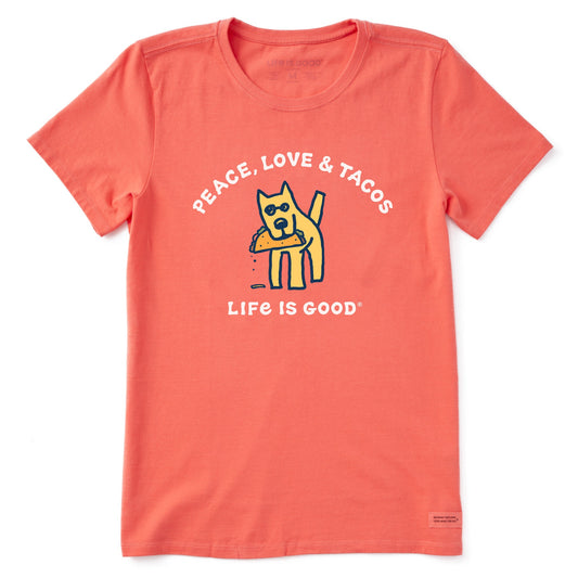 Women's Rocket Peace Love and Tacos Short Sleeve Crusher Tee
