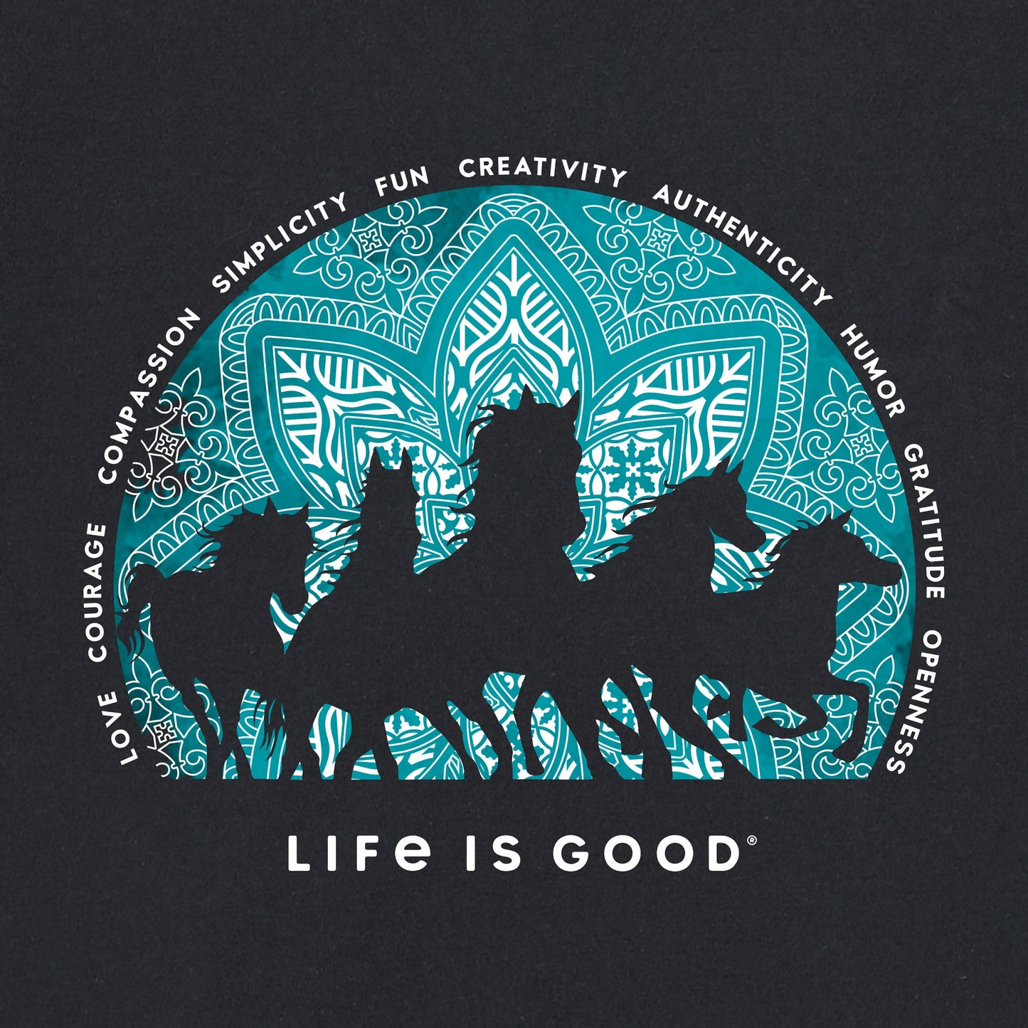 Women's Superpower Mandala Horses Short Sleeve Tee