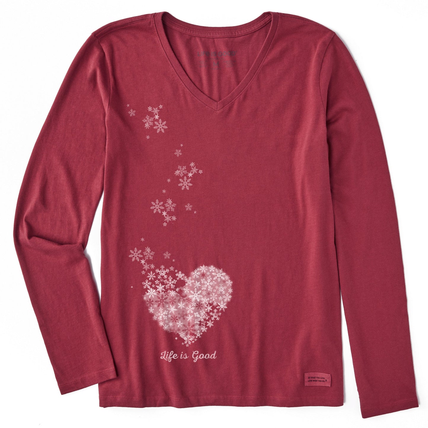 Women's Floating Hearts Long Sleeve Crusher Vee