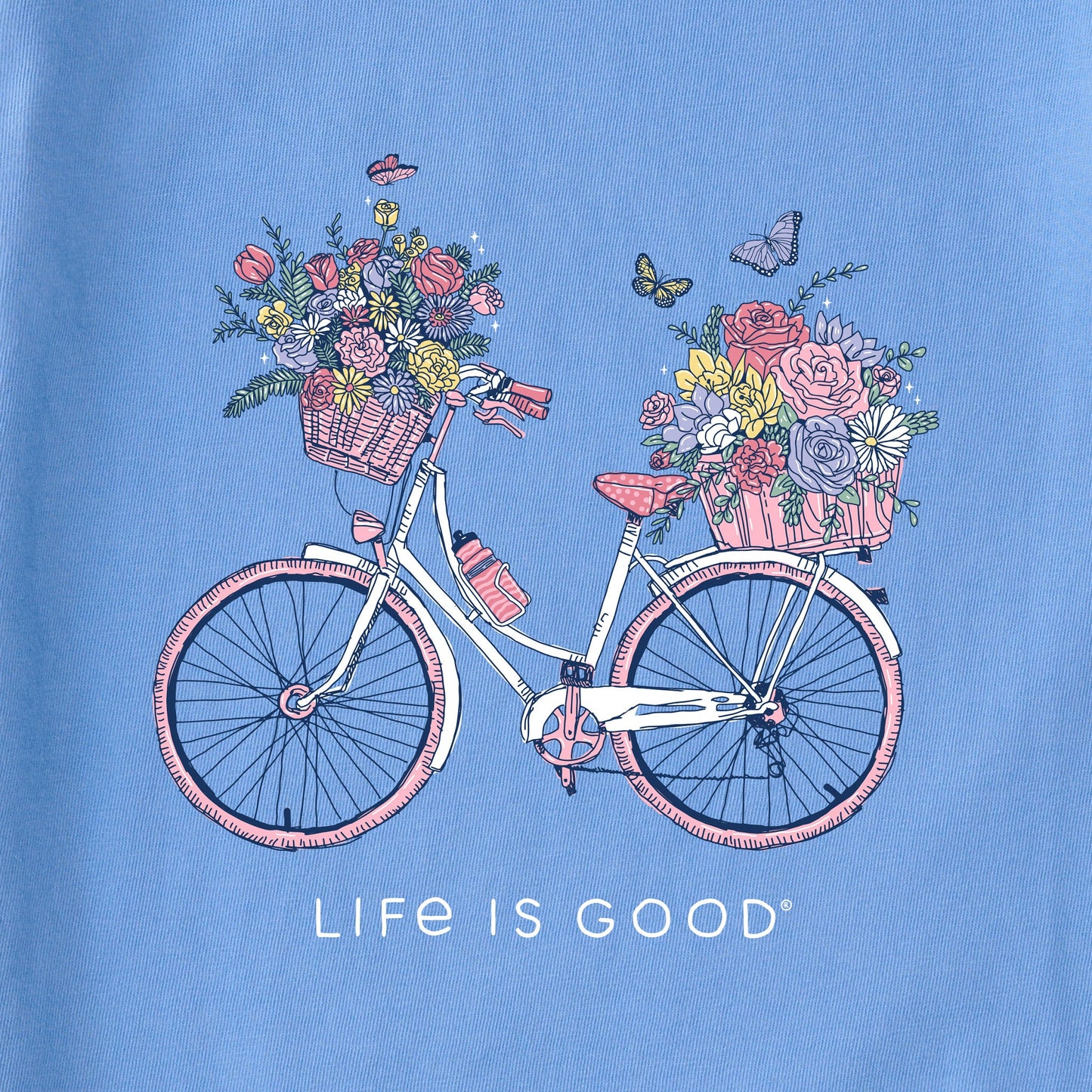 Women's Bike Flower Baskets Short Sleeve Vee