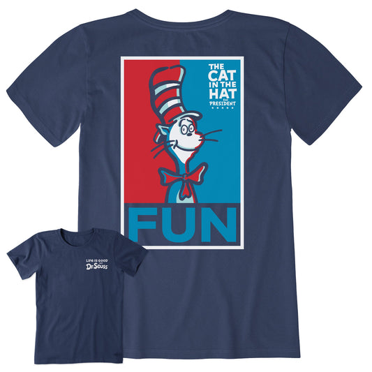 Women's The Cat For President Short Sleeve Crusher Tee