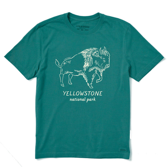 Men's Yellowstone Hand Drawn Bison Short Sleeve Crusher Tee