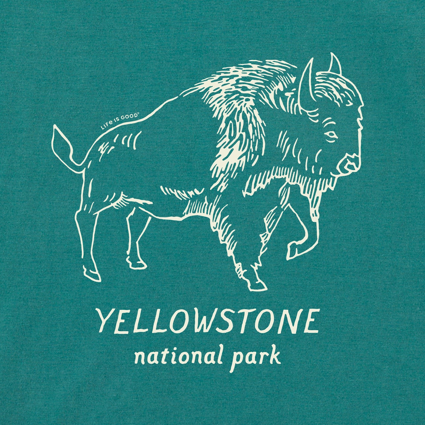 Men's Yellowstone Hand Drawn Bison Short Sleeve Crusher Tee