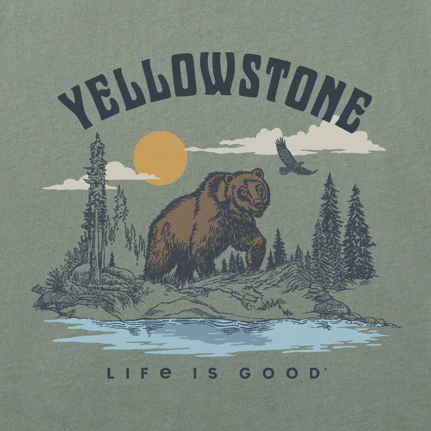 Men's Yellowstone Grizzly Scene Short Sleeve Crusher Tee