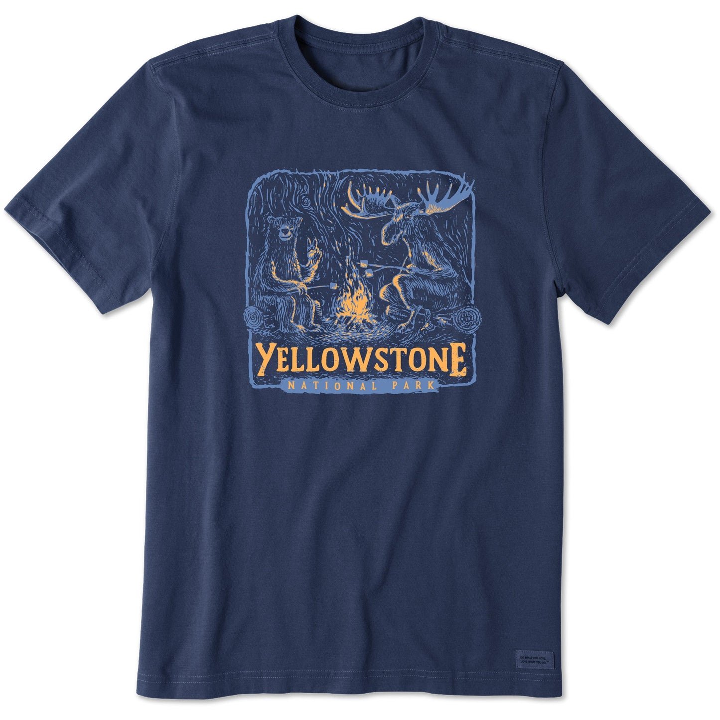 Men's Yellowstone Bear and Moose Camp Scene Short Sleeve Crusher Tee