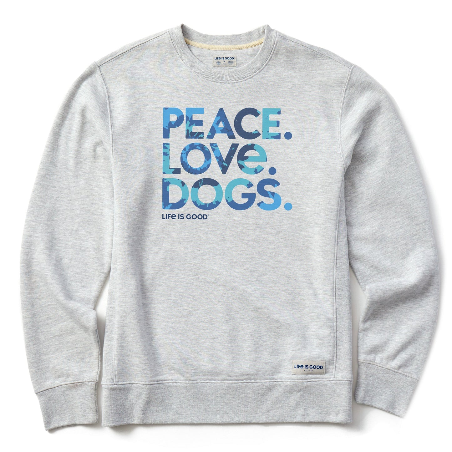 Men's Tie Dye Peace Love Dogs Simply True Fleece Crew