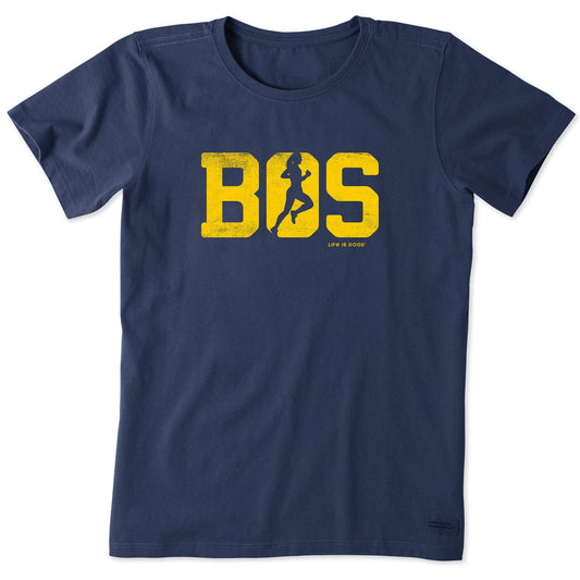 Women's Run Boston Woman Silhouette Short Sleeve Crusher Tee