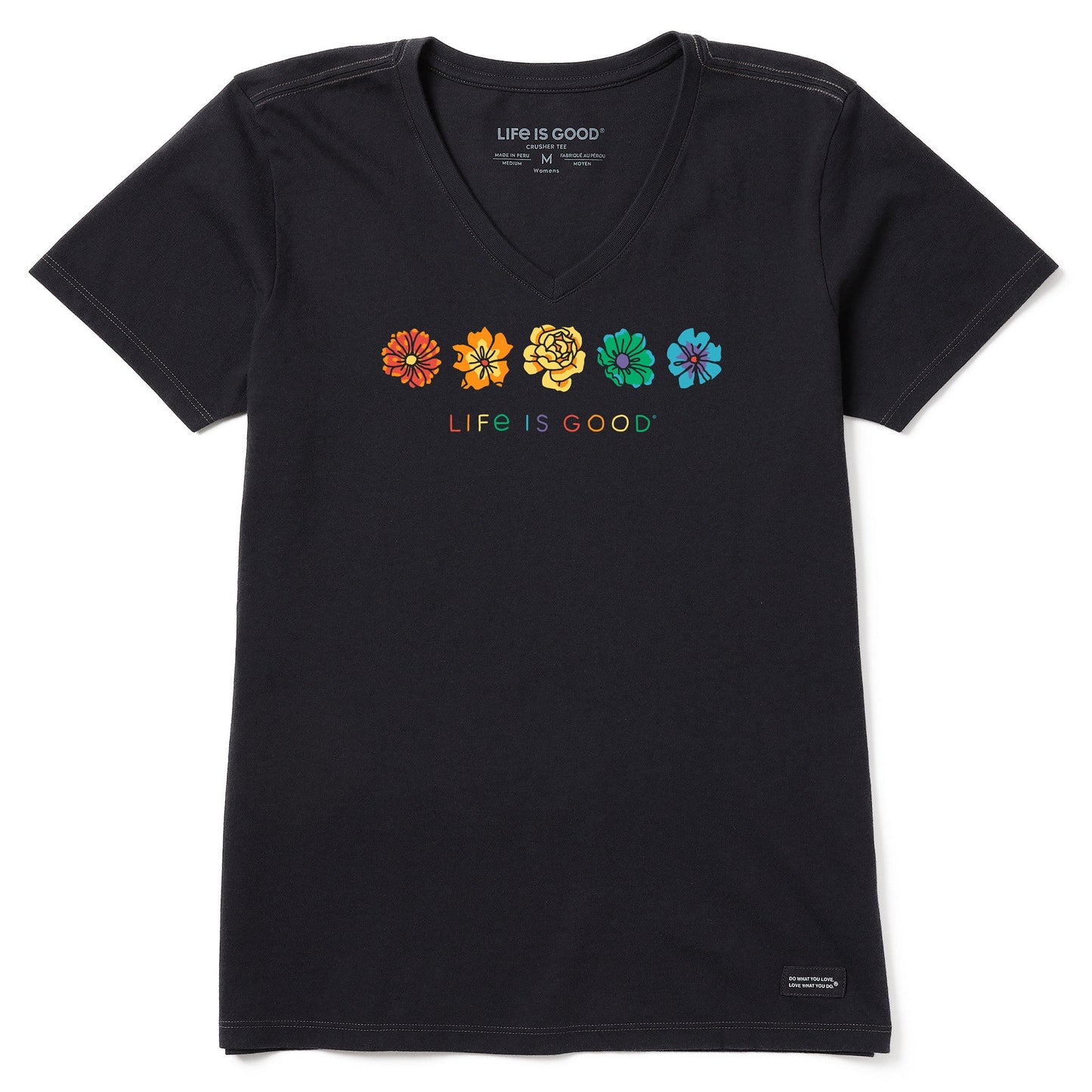 Women's Simple Rainbow Flowers Short Sleeve Vee