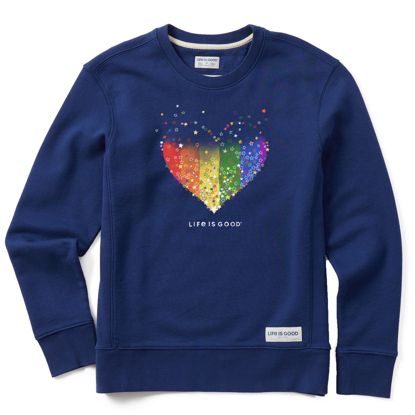 Women's Evaporating Rainbow Heart Simply True Fleece Crew