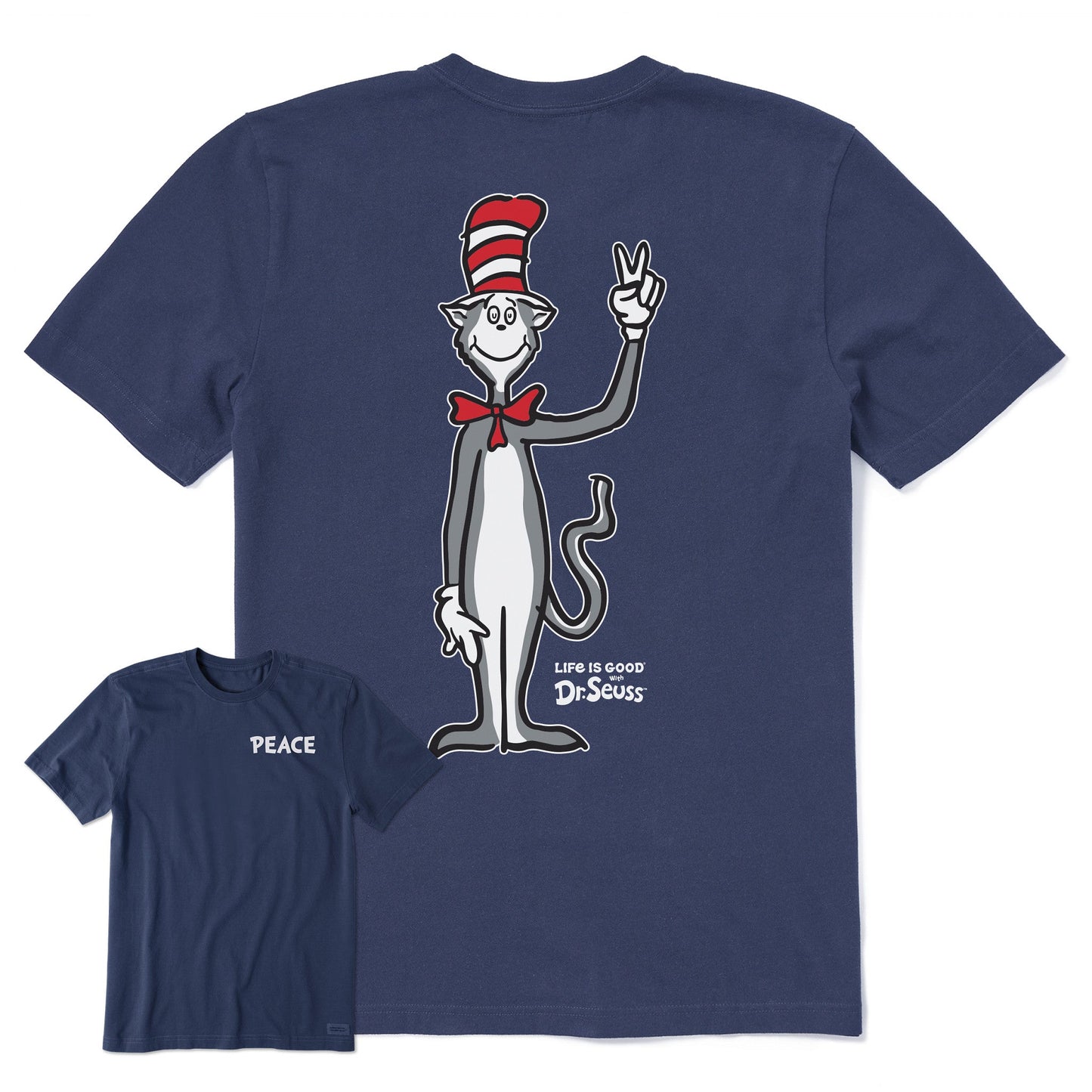 Men's Cat in the Hat Peace Sign Short Sleeve Crusher Tee