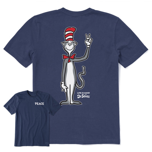 Men's Cat in the Hat Peace Sign Short Sleeve Crusher Tee