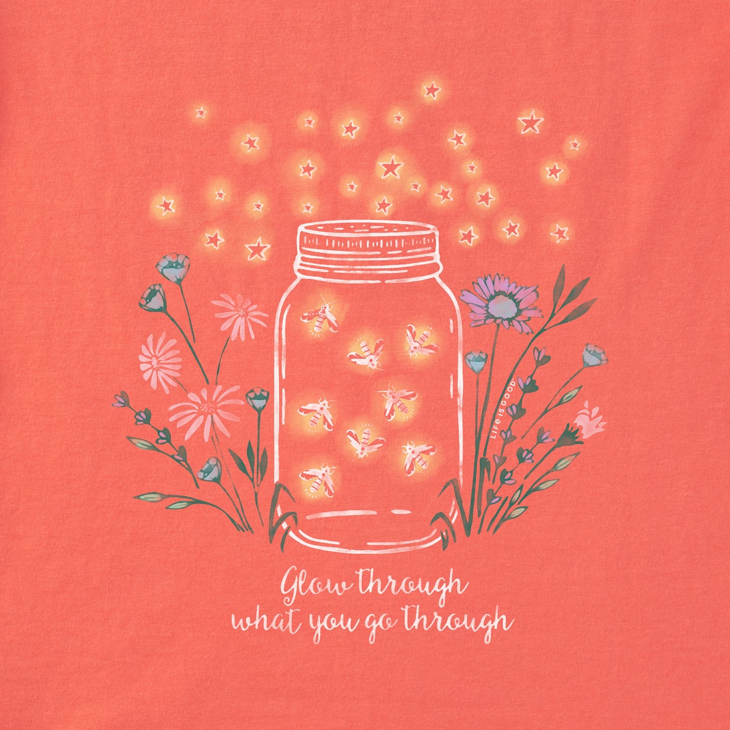 Women's Fireflies Flowers Jar Short Sleeve Tee