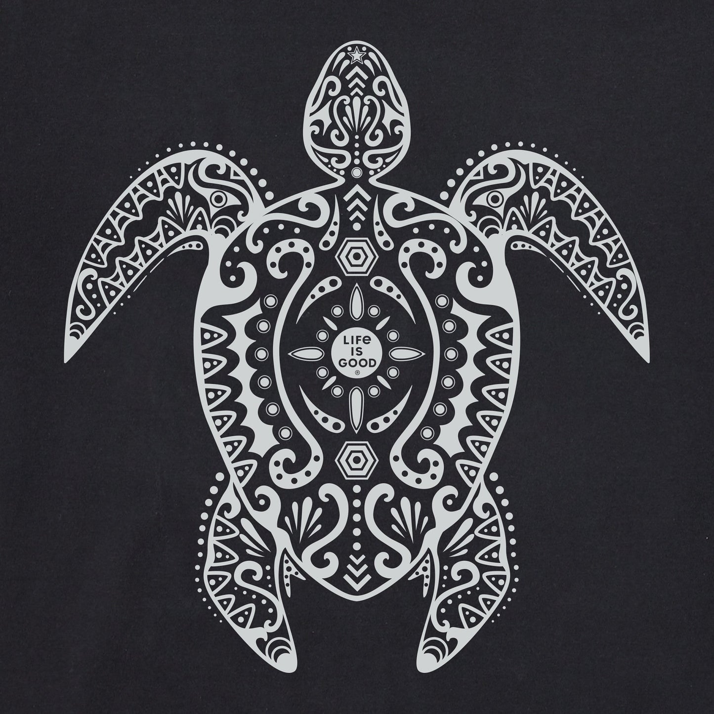 Men's Mandala Turtle Black and White Short Sleeve Crusher Tee