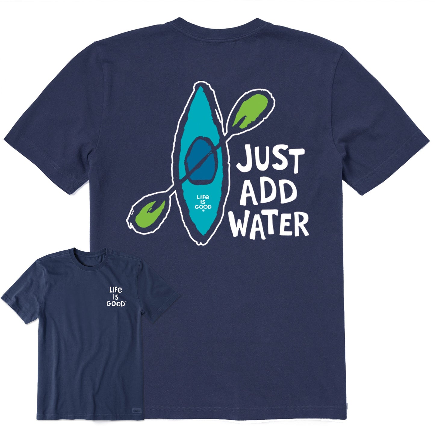 Men's Just Add Water Kayak Hand Drawn Short Sleeve Crusher Tee