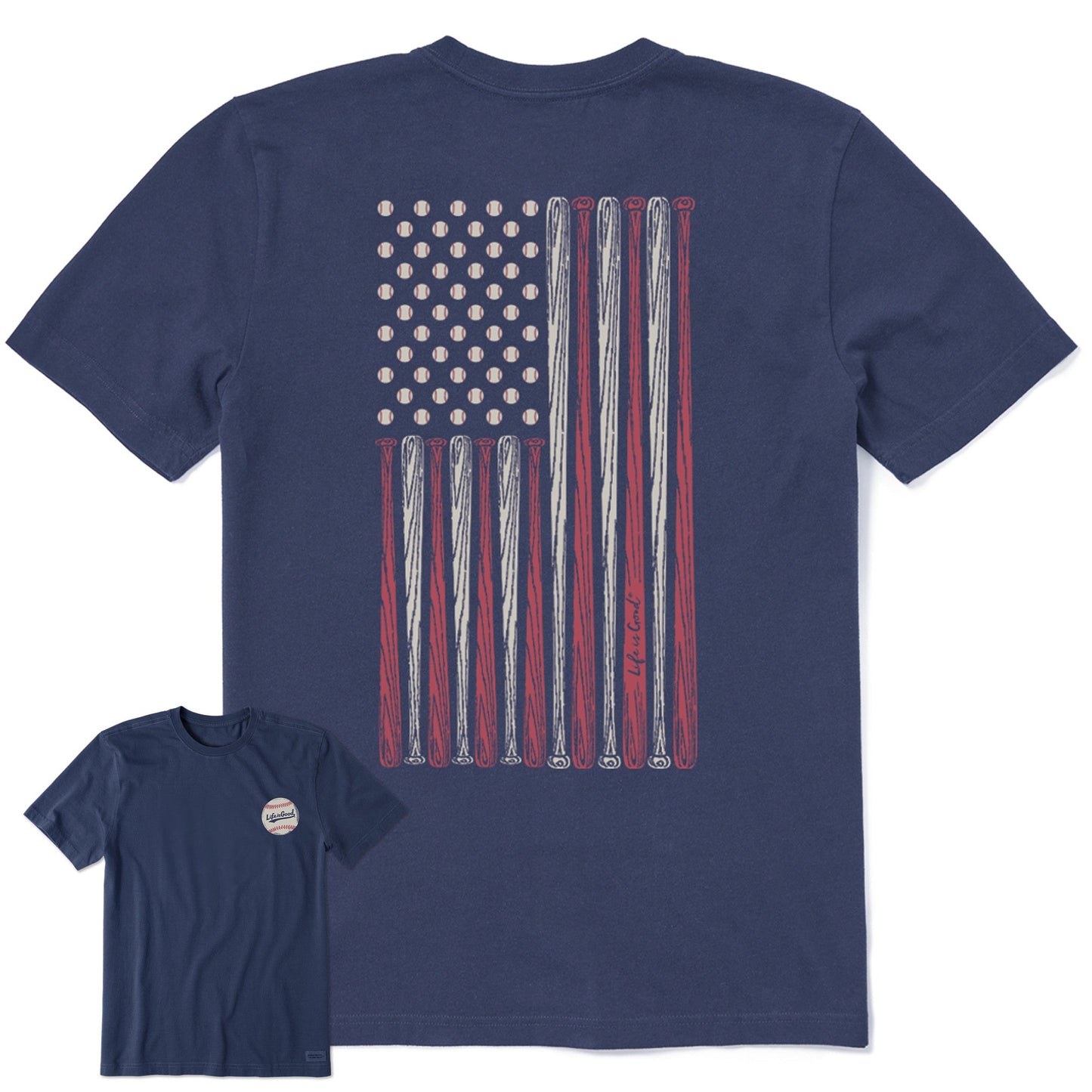 Men's Vertical USA Flag Baseball Short Sleeve Tee