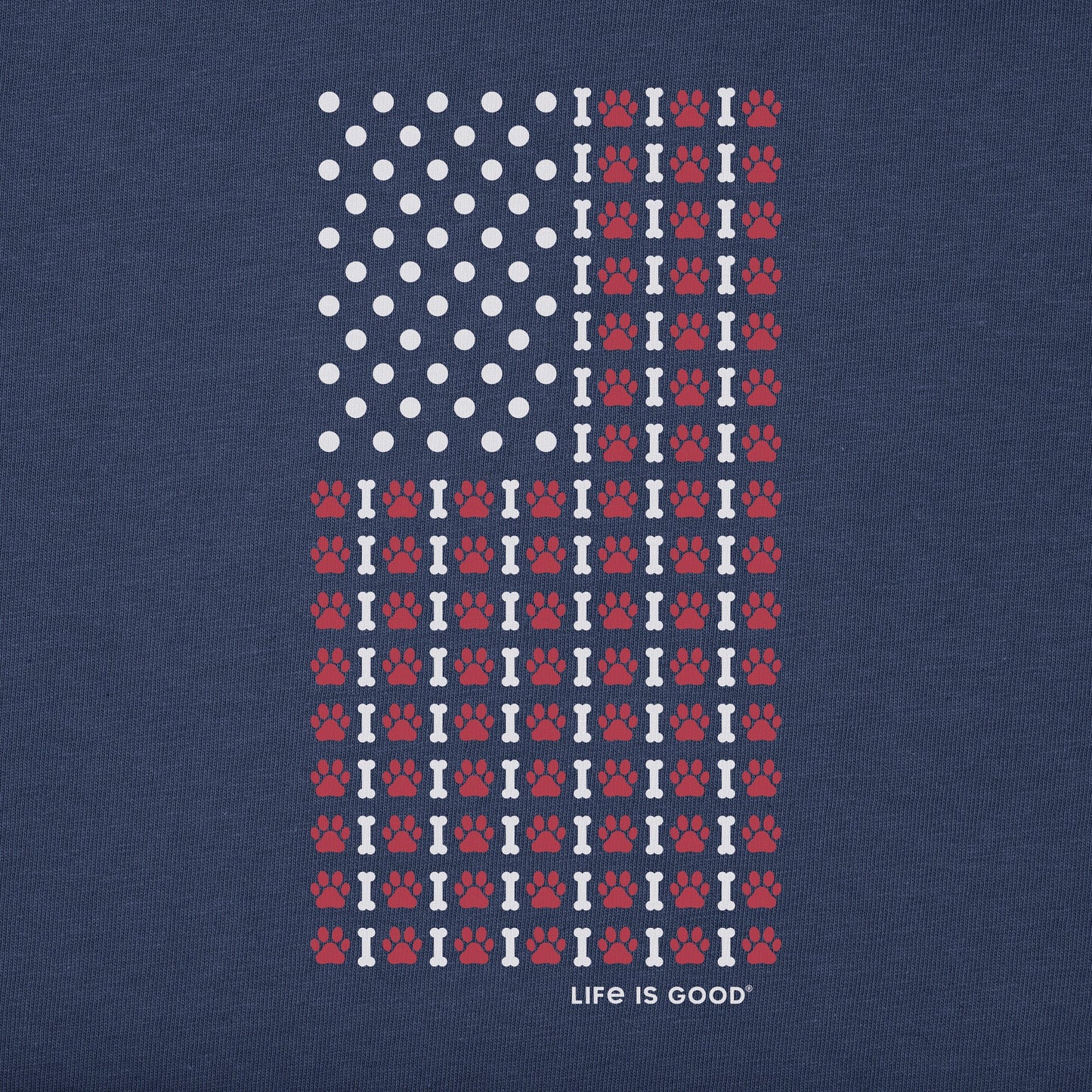 Men's Vertical USA Flag Dog Paws Short Sleeve Crusher Tee